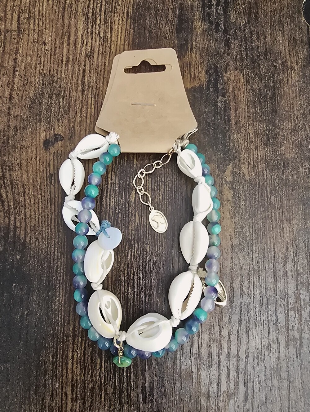 NWOT, Free People × Ariana Ost,Stella Shell Anklet, Turquoise Colorway, MSRP $68
